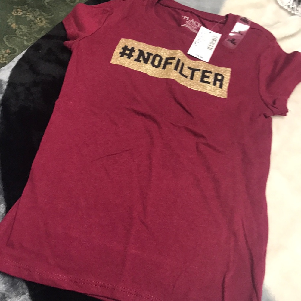 Maroon and Gold "#nofilter" t-shirt size Small 5/6